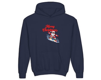 Felpa con cappuccio da snowboard di Babbo Natale / Felpa natalizia per bambini