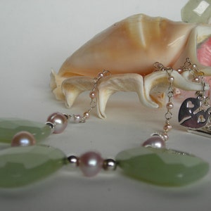 MASSIVE SALE Chunky Aventurine Necklace with Pink Fresh Water Pearls and Silver image 8