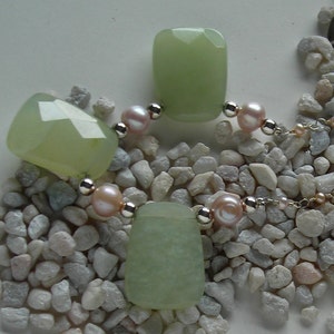 MASSIVE SALE Chunky Aventurine Necklace with Pink Fresh Water Pearls and Silver image 6