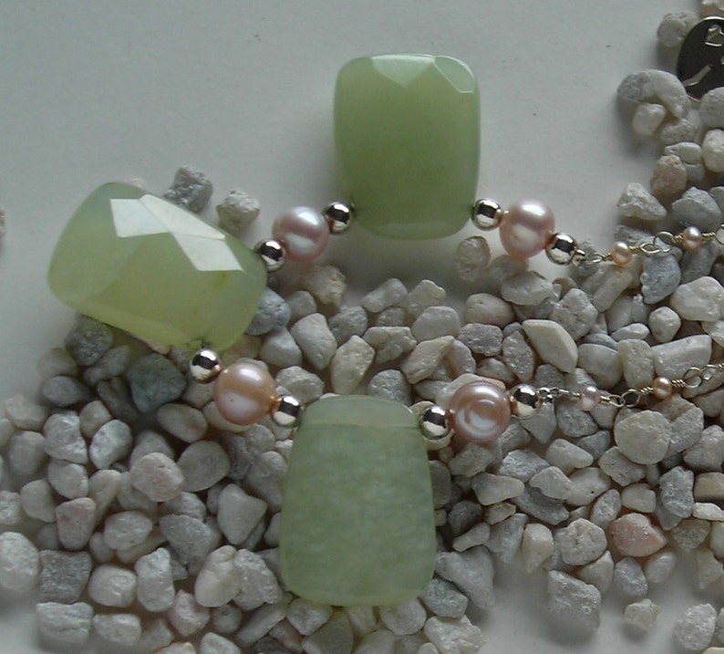 MASSIVE SALE Chunky Aventurine Necklace with Pink Fresh Water Pearls and Silver image 6