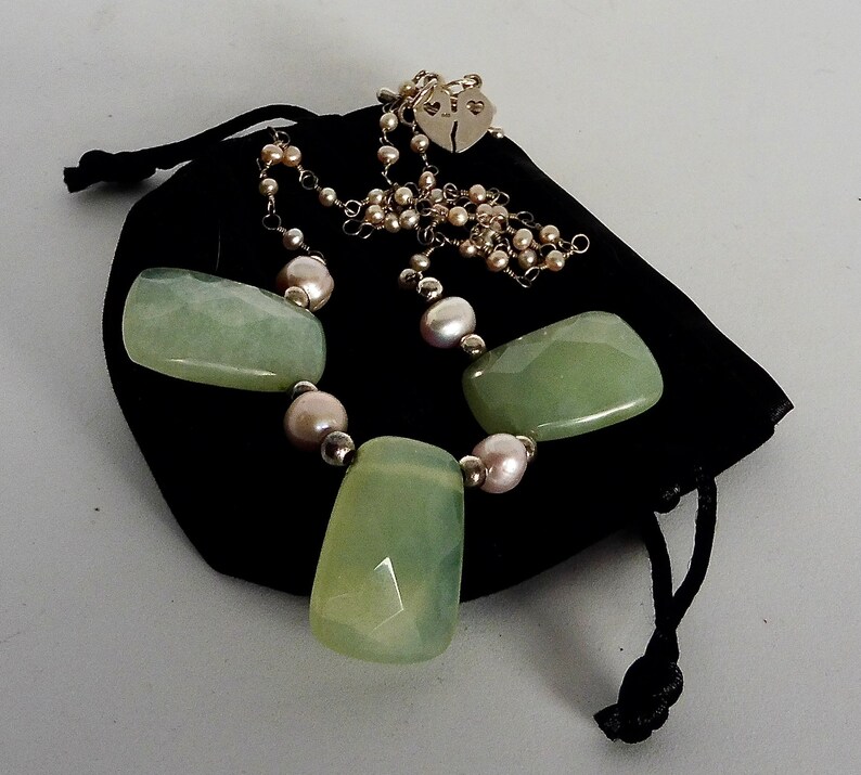 MASSIVE SALE Chunky Aventurine Necklace with Pink Fresh Water Pearls and Silver image 10