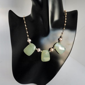 MASSIVE SALE Chunky Aventurine Necklace with Pink Fresh Water Pearls and Silver image 4