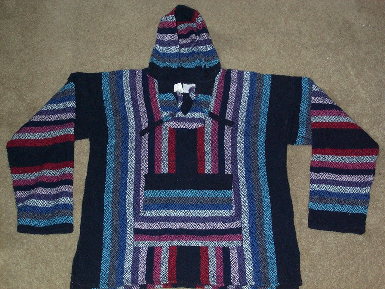 ジャケット・アウター 70s Mexican rug hoodie jacket Original VINTAGE 70s 80s MEXICAN BLANKET HOODIE RUG JACKET