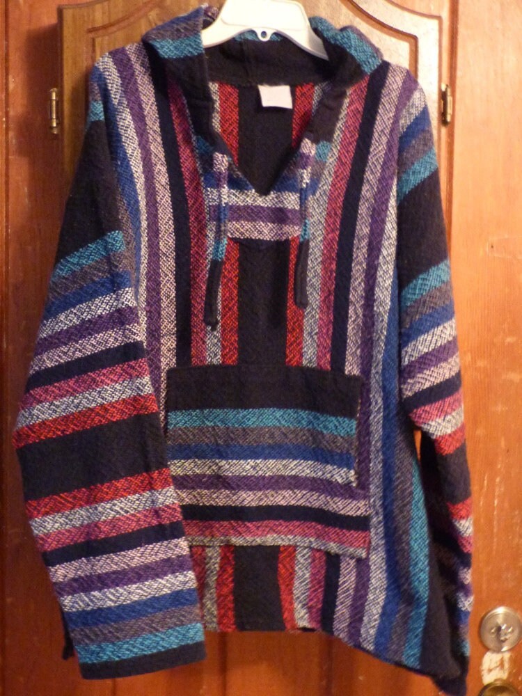 ジャケット・アウター 70s Mexican rug hoodie jacket Original VINTAGE 70s 80s MEXICAN BLANKET HOODIE RUG JACKET