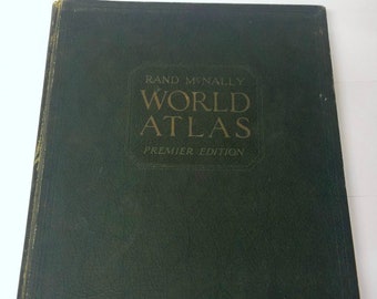 RARE Rand Mcnally World Atlas Premier Edition 1934 Book
