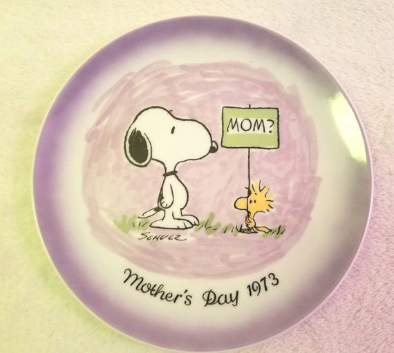 Vintage Snoopy Plates - Mother's Day 1973, Valentine's Day 1977