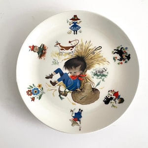 Little Boy Blue plate, by James Kent, children&#39;s plate, nursery rhyme plate