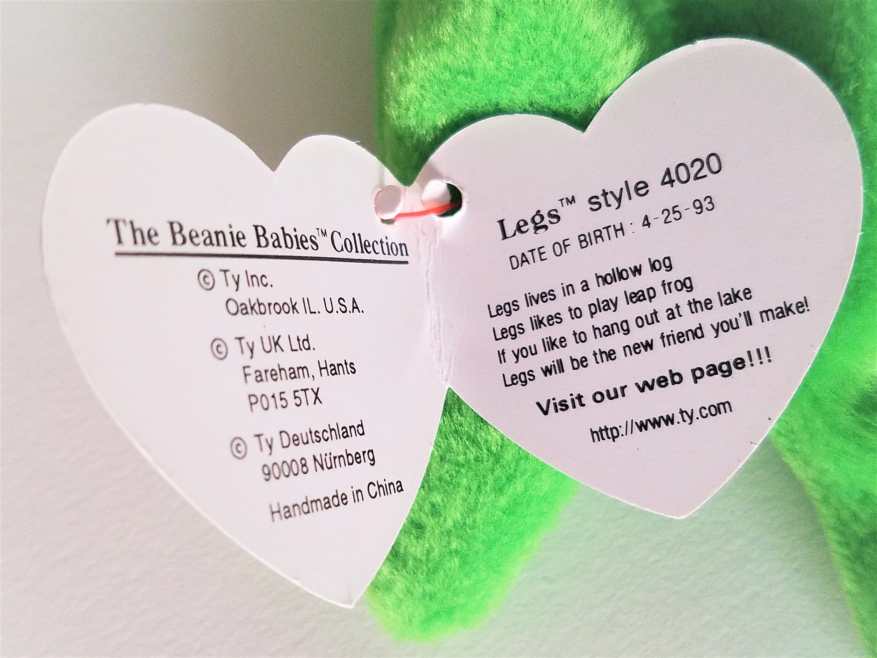 1993 legs Beanie Baby, 1 of the Rare 9 Retired Original Beanies, Green