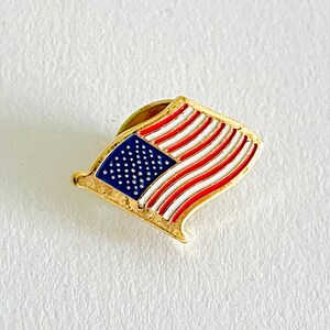 Vintage American Flag lapel pin, red, white, blue, gold