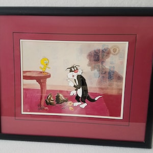 Sylvester and Tweety Warner Brothers Limited Edition Cel Titled &quot;He Did It&quot;  - Signed by Friz Freleng - Framed -1990