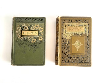 1883 Literary Life and Poetical Works of Victor Hugo, and Poetical Works of Thomas Hood, Vintage Hard cover books, Book set