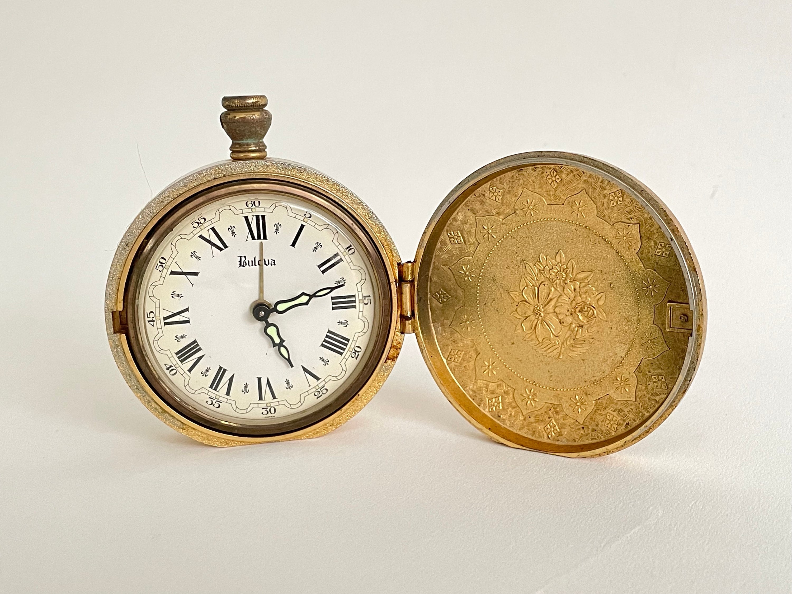 Antique Bulova Pocket Watch, 2RA027, Travel Alarm Clock, Wind up Clock, Americana Collection, Brass, Retro Wall Clock - Etsy Antique Bulova Pocket Watch, 2RA027, Travel Alarm Clock, Wind up Clock, Americana Collection, Brass, Retro Wall Clock - Etsy