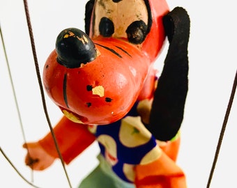 Disney Pluto Marionette Puppet, Early vintage from around the 1930's, Dog puppet, marionette strings, vintage toy, rare collectable