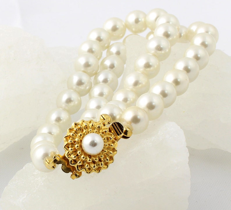 Vintage Costume Jewelry Pearl Bracelet Creamy White Faux Etsy