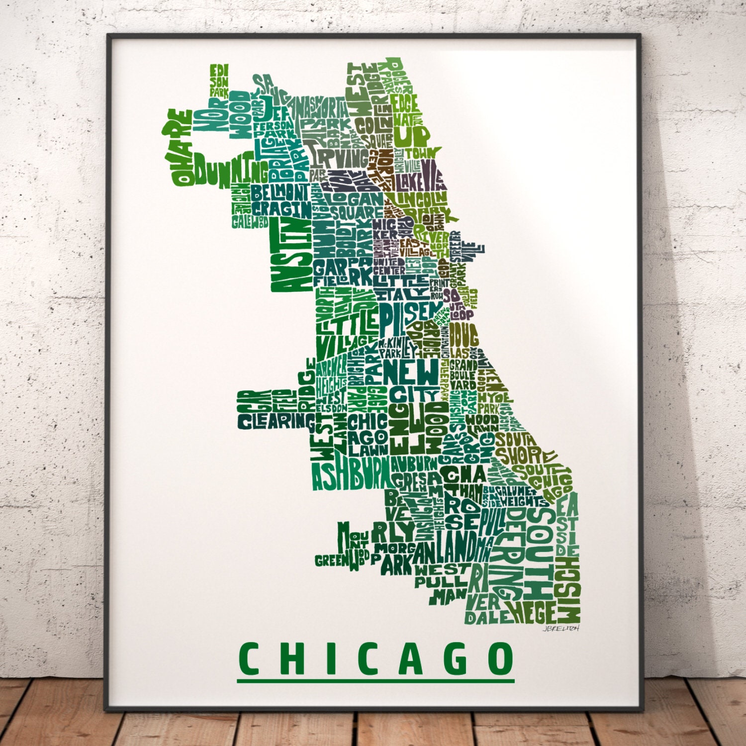 Chicago Neighborhood Map Print Signed Print of My Original - Etsy