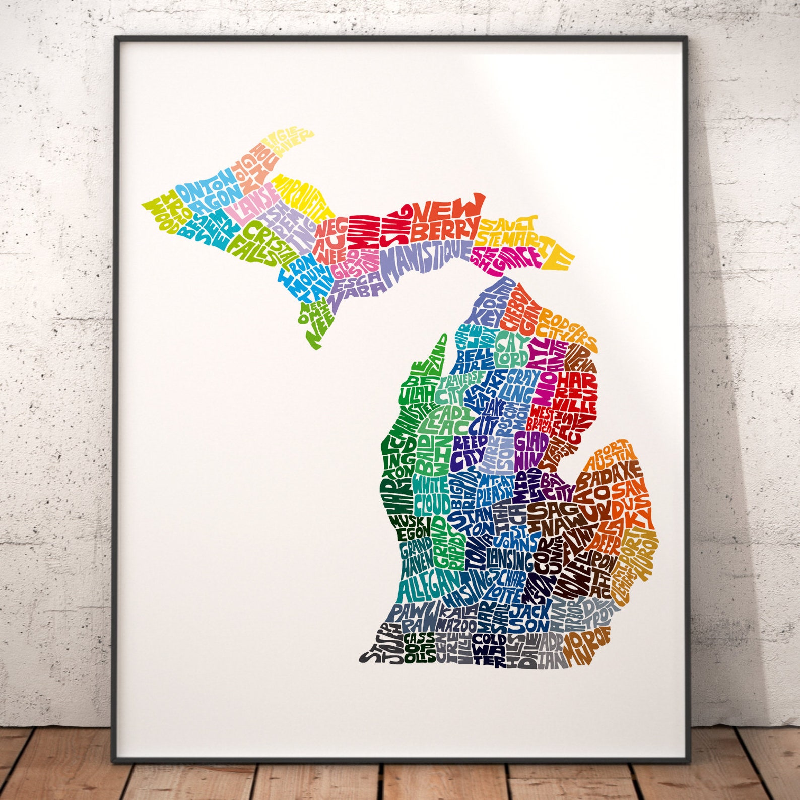 Michigan Map Art Michigan Decor Michigan Artwork Print of - Etsy