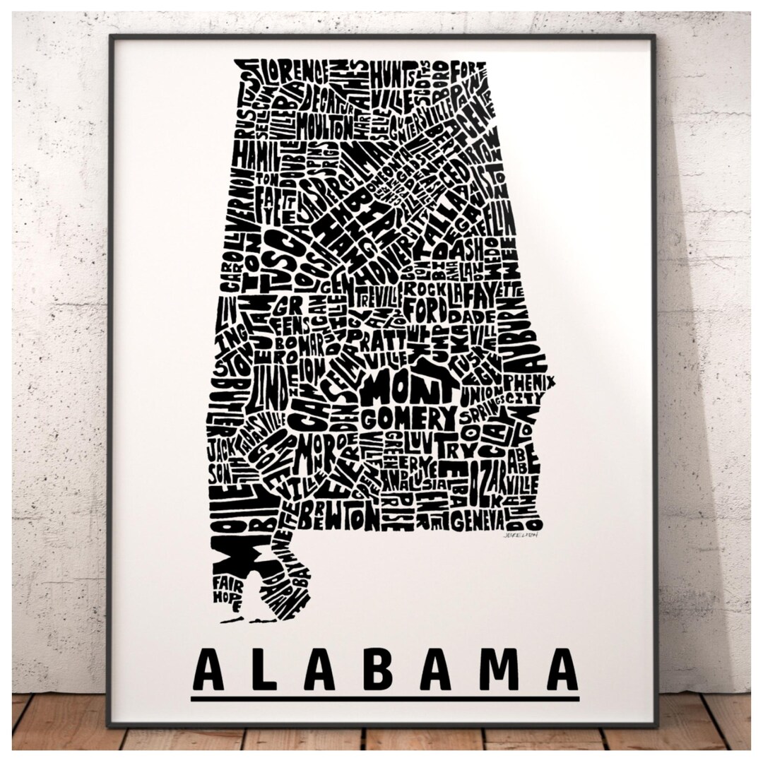 Alabama Map Art, Alabama Art Print, Print of My Original Hand Drawn ...