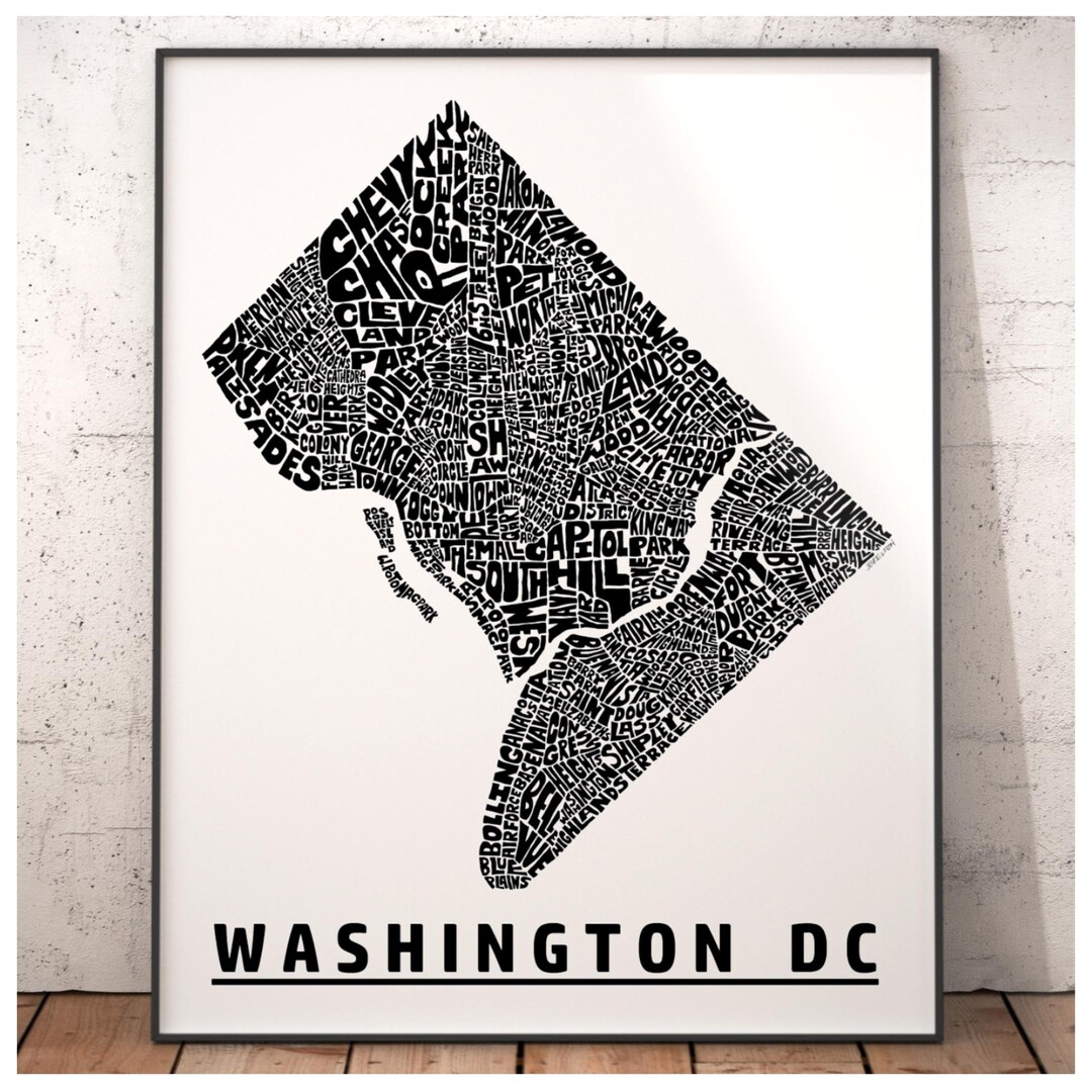 Washington DC Neighborhood Map Art Print, DC Gift, Signed Print of My ...