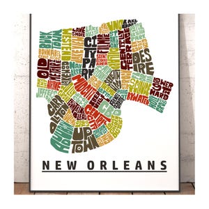 New Orleans neighborhood map print, signed print of my original hand drawn New Orleans map art, New Orleans gift