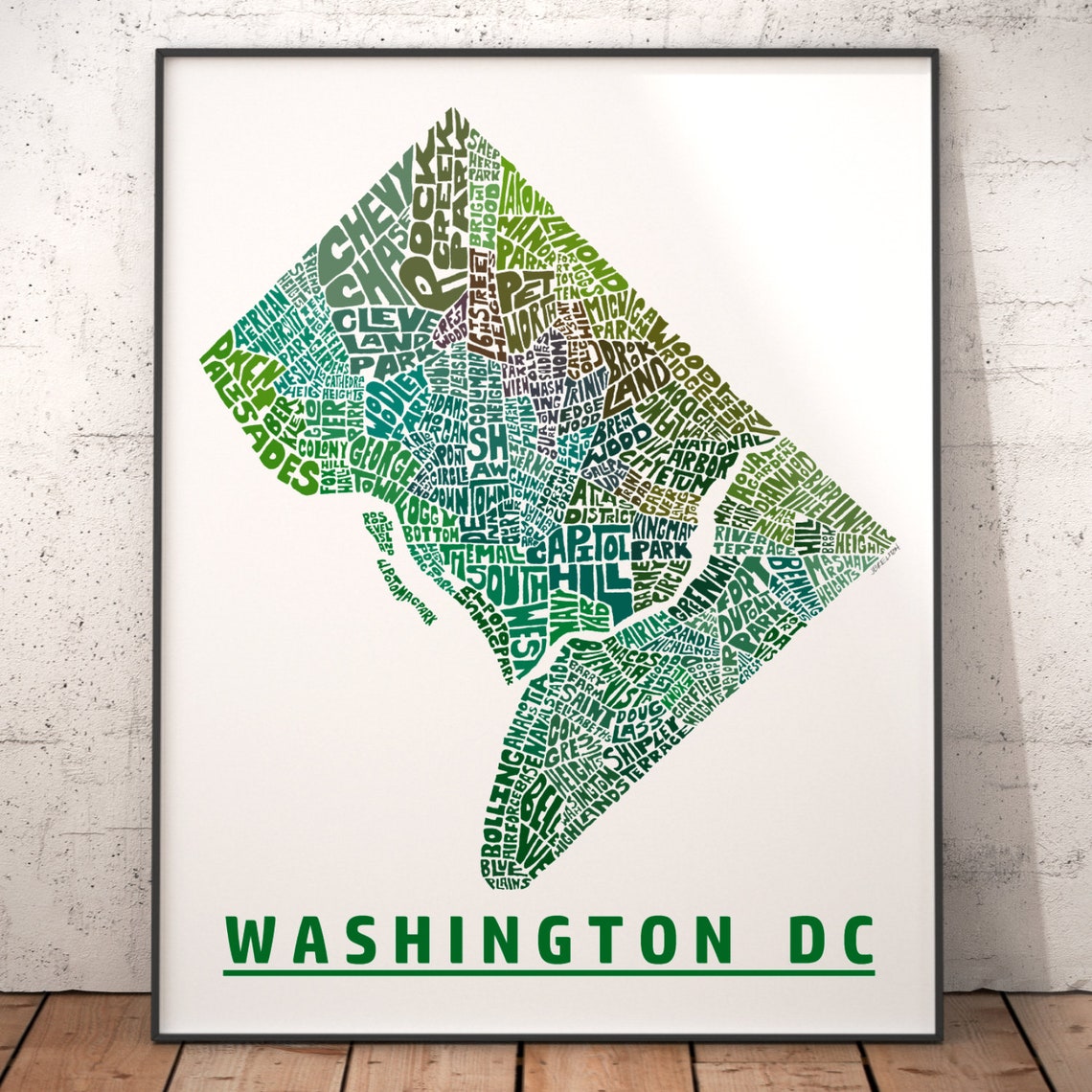 Washington DC Neighborhood Map Print Signed Print of My | Etsy