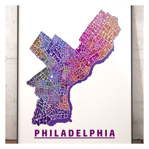 Philadelphia Neighborhood Map Print, Signed Print of My Original Hand ...