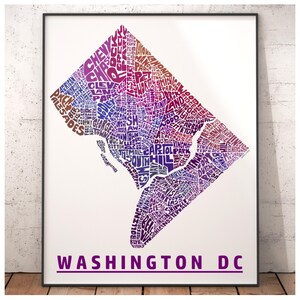 Washington DC Neighborhood Map Print, Signed Print of My Original Hand ...