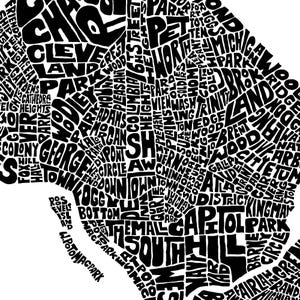 Washington DC Neighborhood Map Print, Signed Print of My Original Hand ...