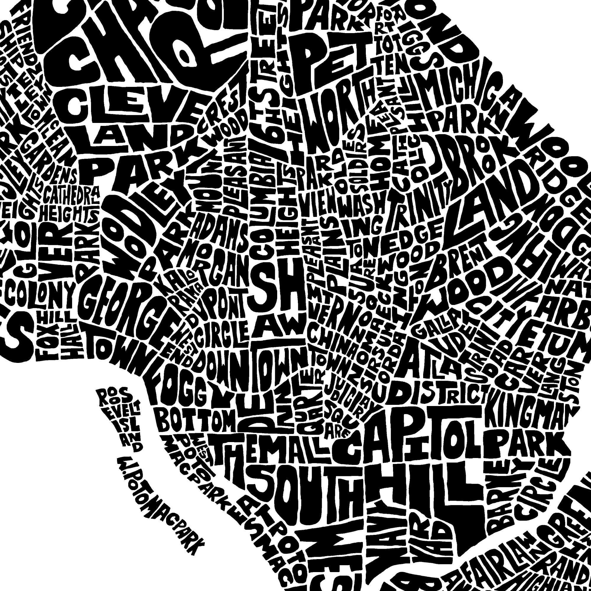Washington DC Neighborhood Map Print, Signed Print of My Original Hand ...