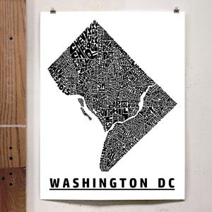 Washington DC Neighborhood Map Print, Washington DC Map Art Print ...