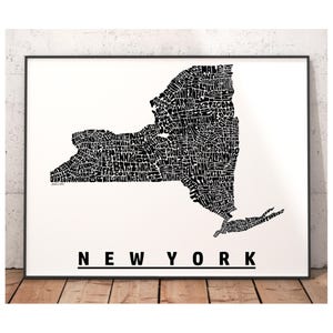 Lámina artística del mapa de Nueva York, decoración de Nueva York, regalo de Nueva York, lámina firmada de mi dibujo original de Nueva York, lámina de Nueva York Black & White