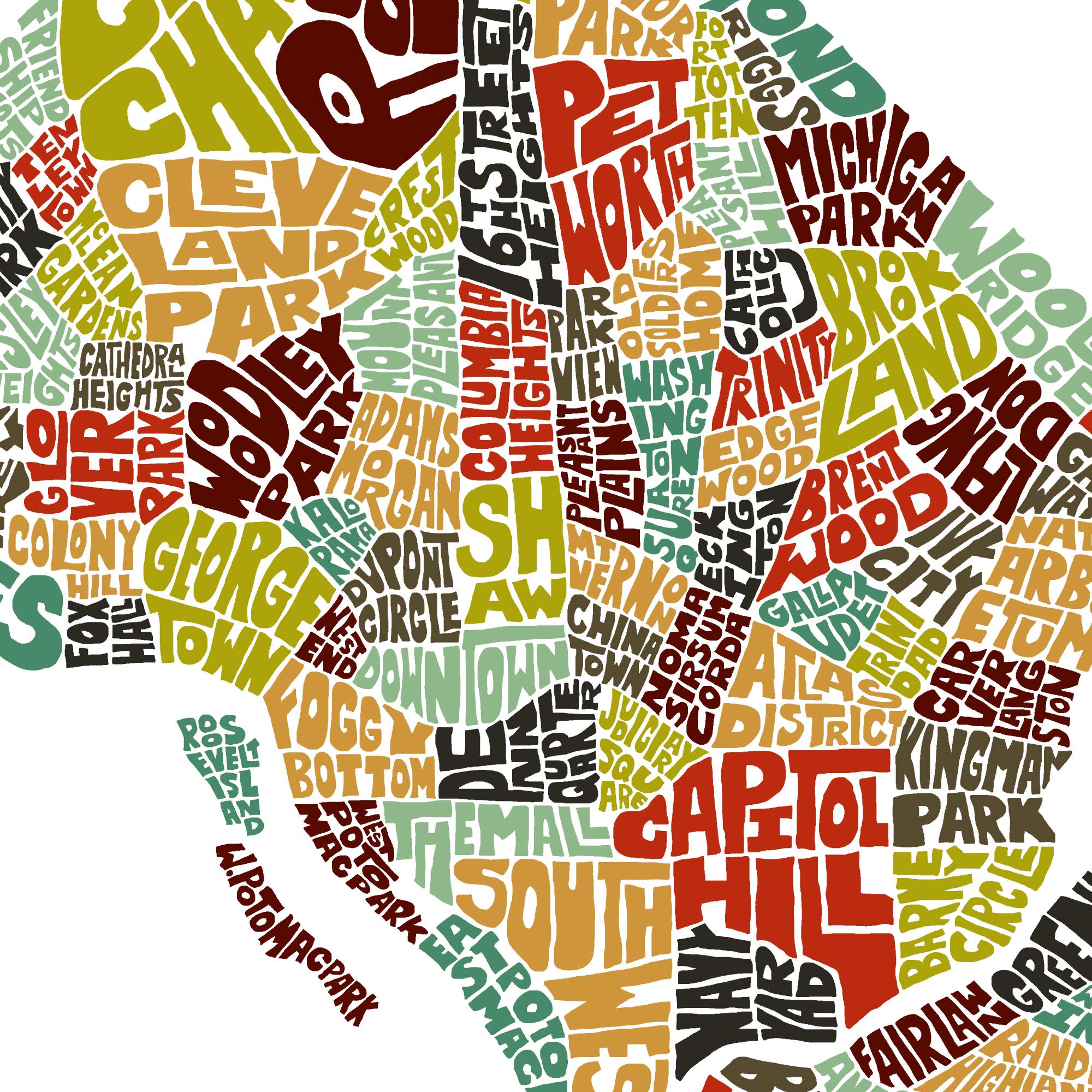 Washington DC Neighborhood Map Print, Signed Print of My Original Hand ...