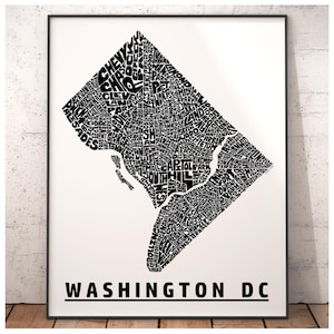 Washington DC Neighborhood Map Art Print, Signed Print of My Original ...