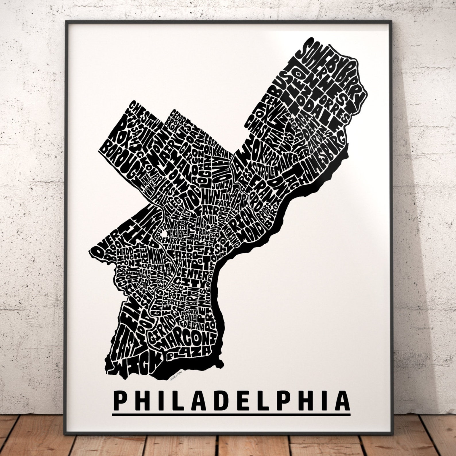 Philadelphia Neighborhood Map Print Signed Print of My - Etsy