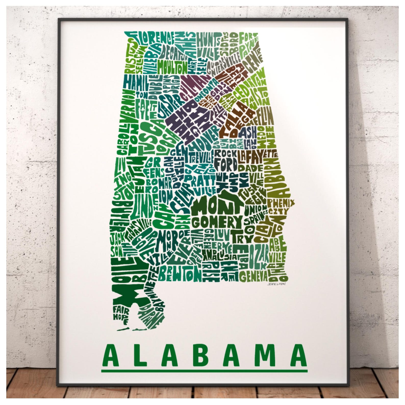 Alabama Map Art Print, Alabama Decor, Alabama Gift, Signed Print of My ...