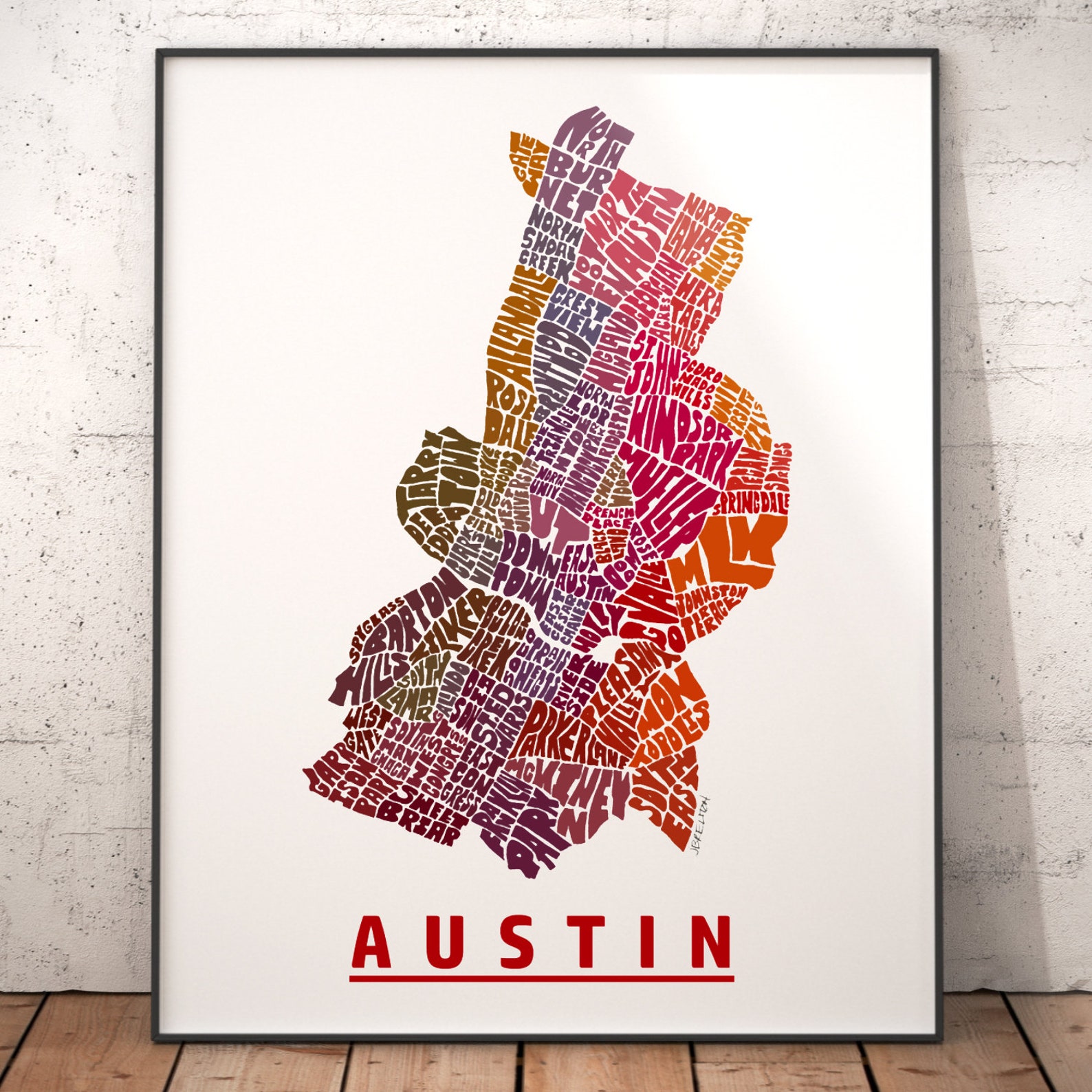 Austin Neighborhood Map Print Signed Print of My Original - Etsy