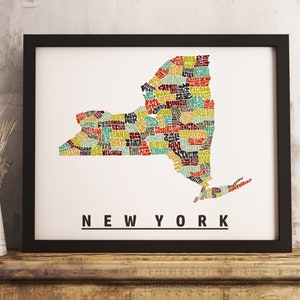 New York map art FRAMED, available in several colors and sizes, New York art print, New York map print, New York decor