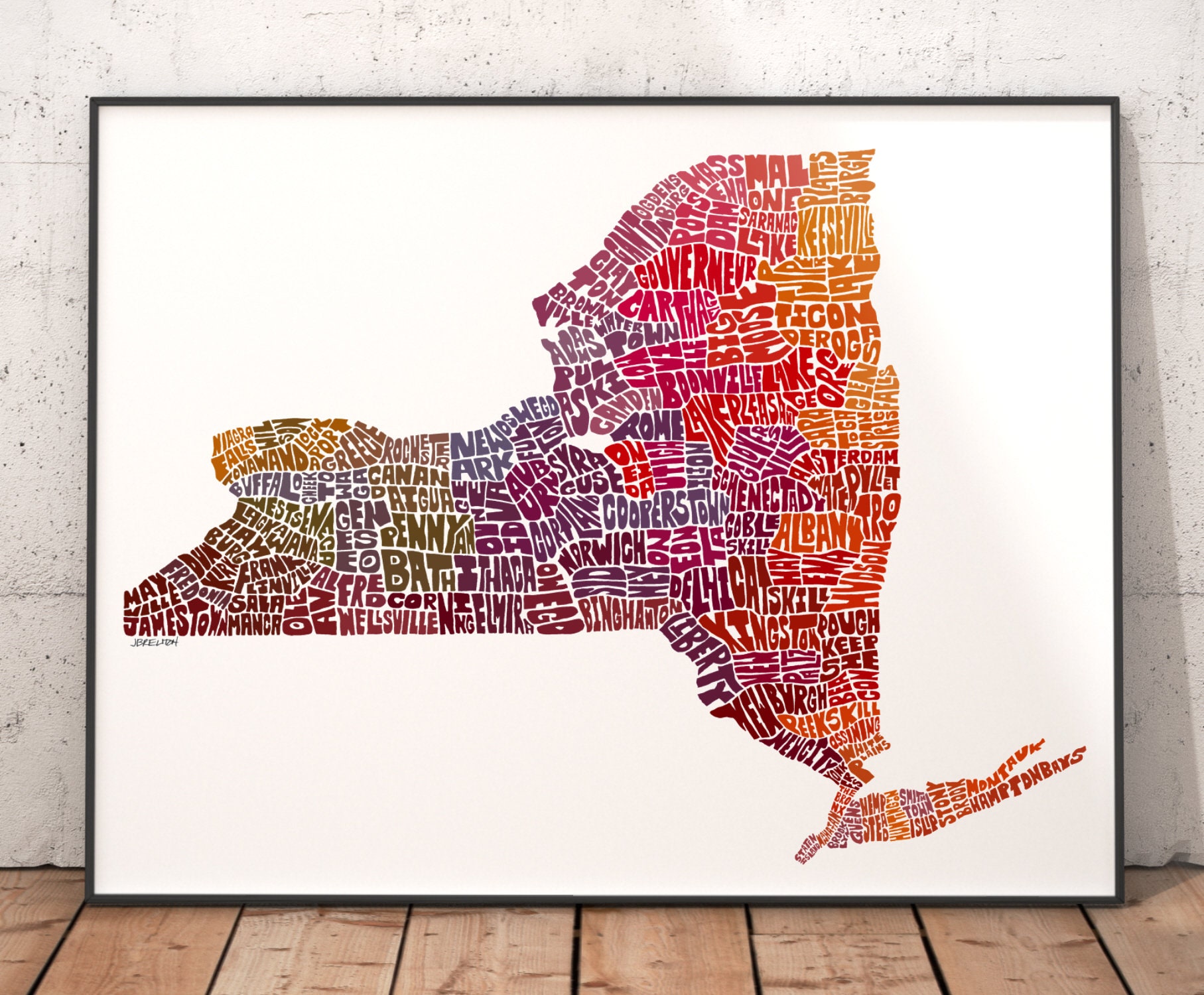 New York Map Art signed print of my original hand drawn New | Etsy