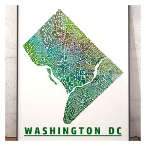 Washington DC Neighborhood Map Print, Signed Print of My Original Hand ...