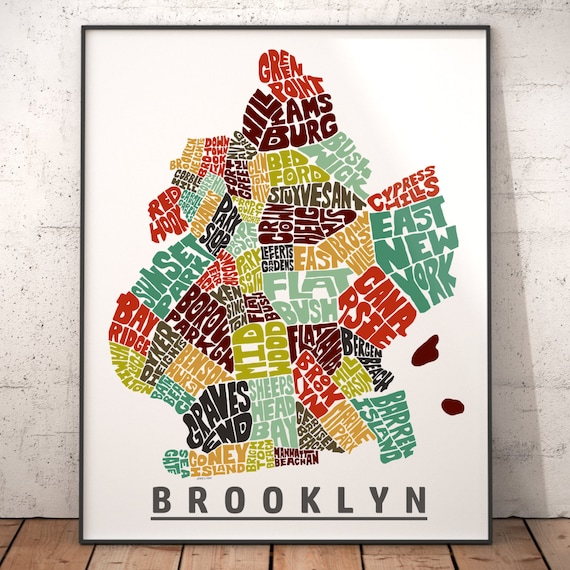 Brooklyn Neighborhood Map Print, Signed Print of My Original Hand Drawn Brooklyn  Map Art -  Canada