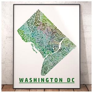 Washington DC Neighborhood Map Art Print, Signed Print of My Original ...