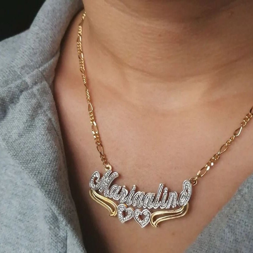 Personalized 90s Name Necklace With 20 CZ Customized Nameplate