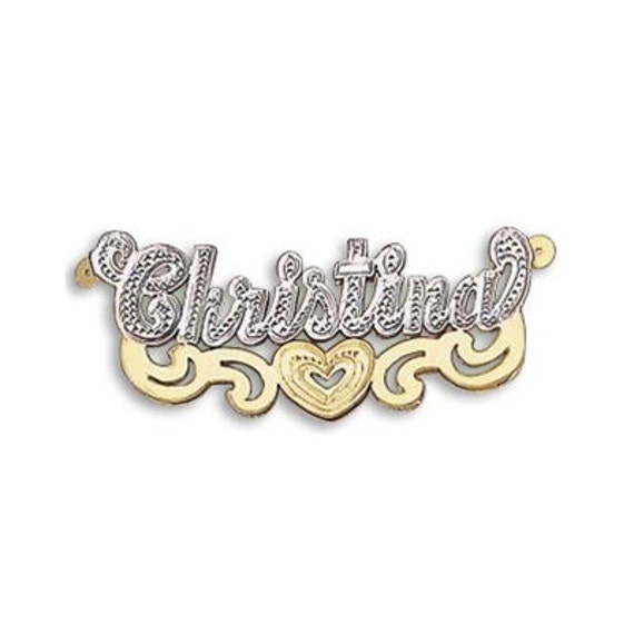 3D Nameplate Necklace Name Jewelry Diamond Accent 14 Gold on Silver
