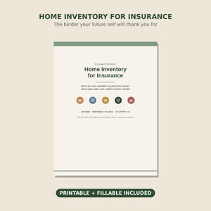 Checklist voor huisinventaris voor verzekering | Invulbaar en printbaar | Huisinventarislijst per kamer | A4-formaat + PDF