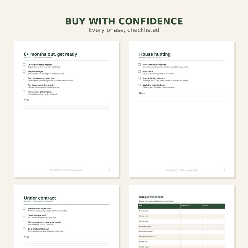 First Time Homebuyer Guide Printable | Home Buying Checklist Planner | House Hunting & Closing Organizer | US Letter PDF image 3