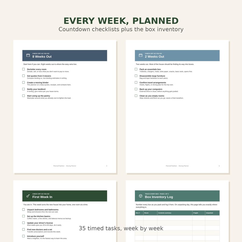 Ultimate Moving Planner | Fillable & Printable | 8-Week Moving Checklist Binder with Box Inventory and Address Change Logs | Letter + A4 immagine 4