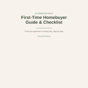 First Time Homebuyer Guide Printable | Home Buying Checklist Planner | House Hunting & Closing Organizer | US Letter PDF image 1