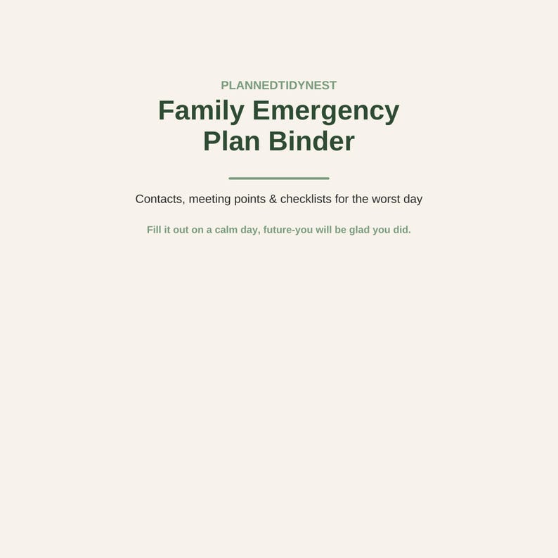 Family Emergency Binder Printable | Emergency Preparedness Plan | Go Bag Checklist | Emergency Contacts Organizer | US Letter PDF image 1