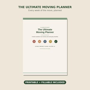 Ultimate Moving Planner | Fillable & Printable | 8-Week Moving Checklist Binder with Box Inventory and Address Change Logs | Letter + A4 immagine 1