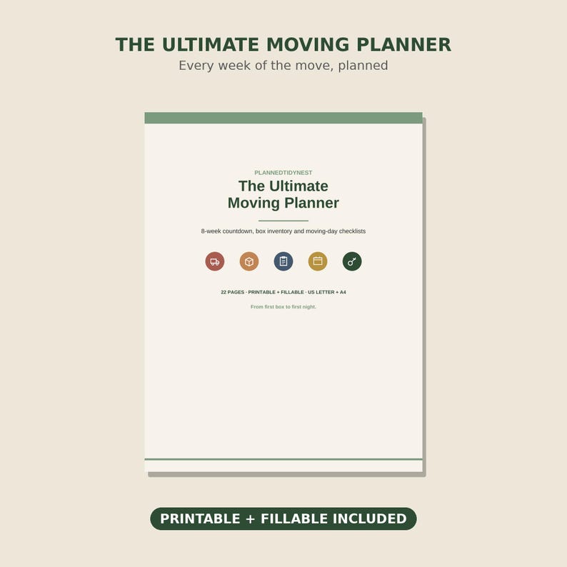 Ultimate Moving Planner | Fillable & Printable | 8-Week Moving Checklist Binder with Box Inventory and Address Change Logs | Letter + A4 immagine 1