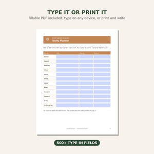 Thanksgiving Hosting Planner | Fillable & Printable Menu, Guest List, Grocery List, Cooking Timeline, Turkey Chart | Letter + A4 image 6